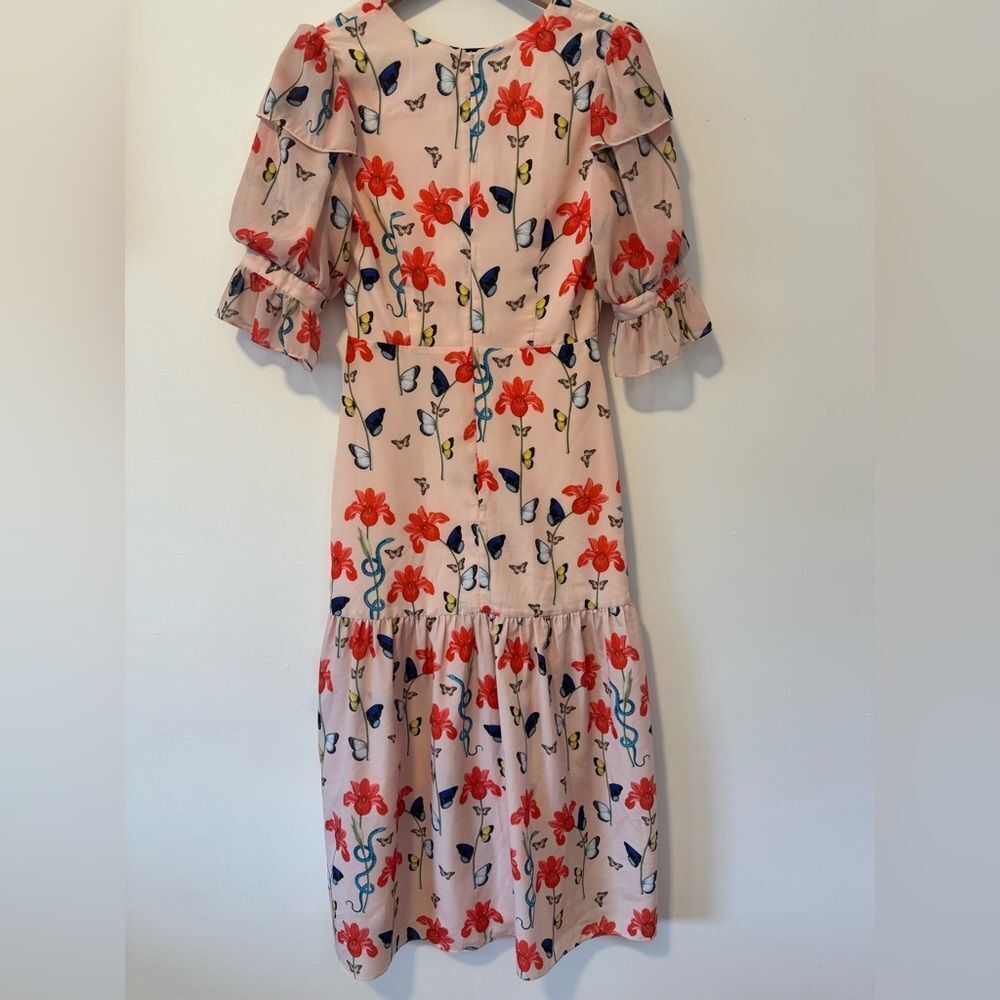 Borgo De Nor Pink Floral Midi Dress Size 6 - Picture 2 of 9